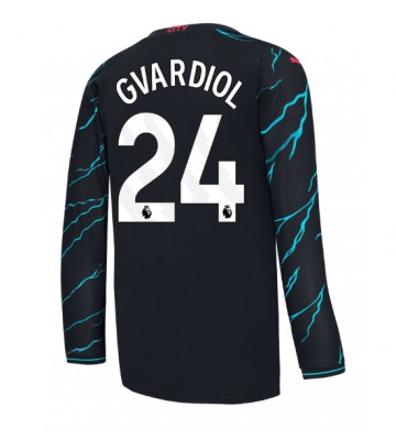 Lacne Muži Futbalové dres Manchester City Josko Gvardiol #24 2023-24 Dlhy Rukáv - Tretina